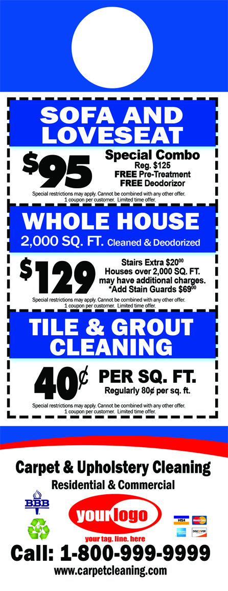 Carpet Cleaning Door Hangers (4.25 x 11) #CA00006 Cover Gloss Back