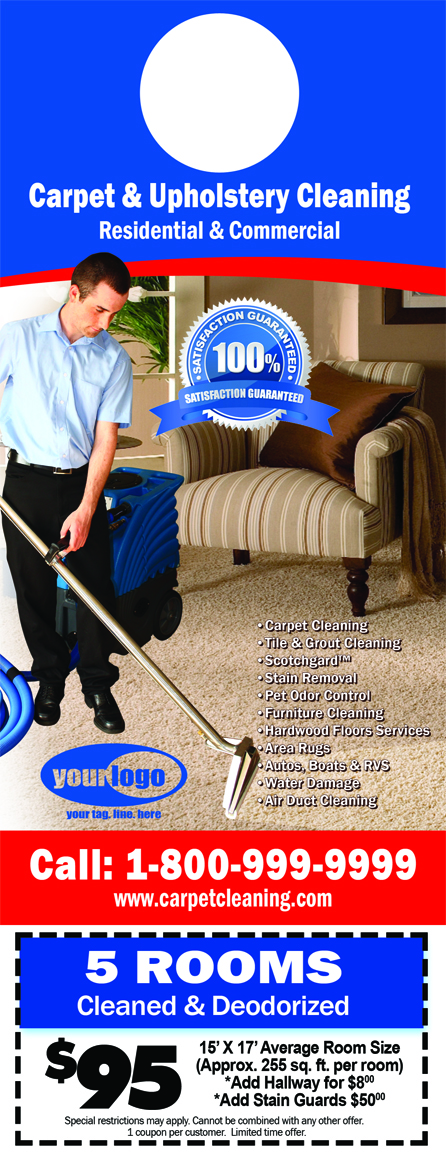 Carpet Cleaning Door Hangers (4.25 x 11) #CA00006 Cover Gloss Front