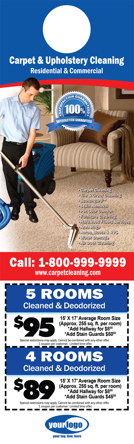 Carpet Cleaning Door Hanger (4.25 x 14) #CA00006 AQ Gloss Front