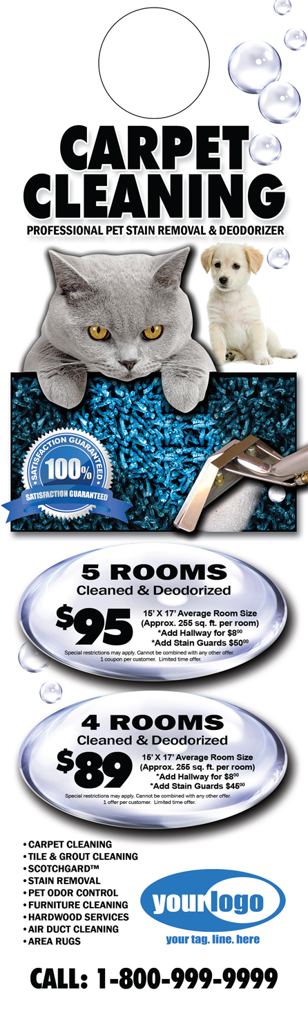 Carpet Cleaning Door Hanger (4.25 x 14) #CA00007 UV Front