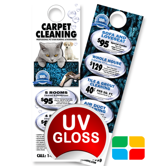 Carpet Cleaning Door Hangers ca00007 4.25 x 14 UV Gloss