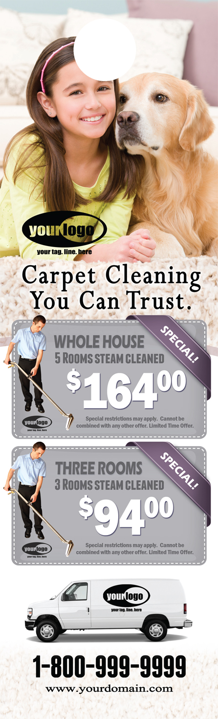 Carpet Cleaning Door Hanger (4.25 x 14) #CA01020 AQ Gloss Front