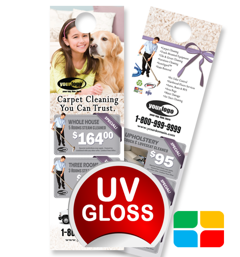 Carpet Cleaning Door Hangers ca01020 4.25 x 14 UV Gloss