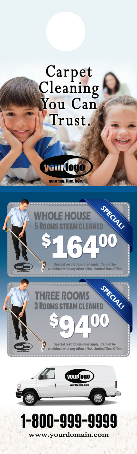 Carpet Cleaning Door Hanger (4.25 x 14) #CA01021 UV Front