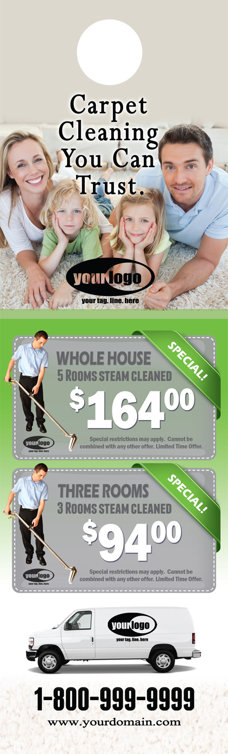 Carpet Cleaning Door Hanger (4.25 x 14) #CA01023 UV Front