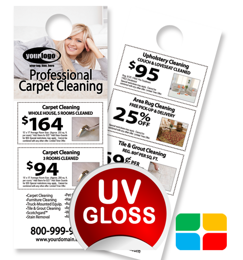 Carpet Cleaning Door Hangers ca01075 4.25 x 11 UV Gloss