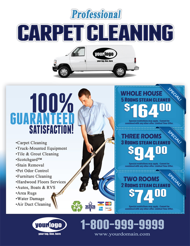 Carpet Cleaning Flyer (8.5 x 11) #CA01001 Front