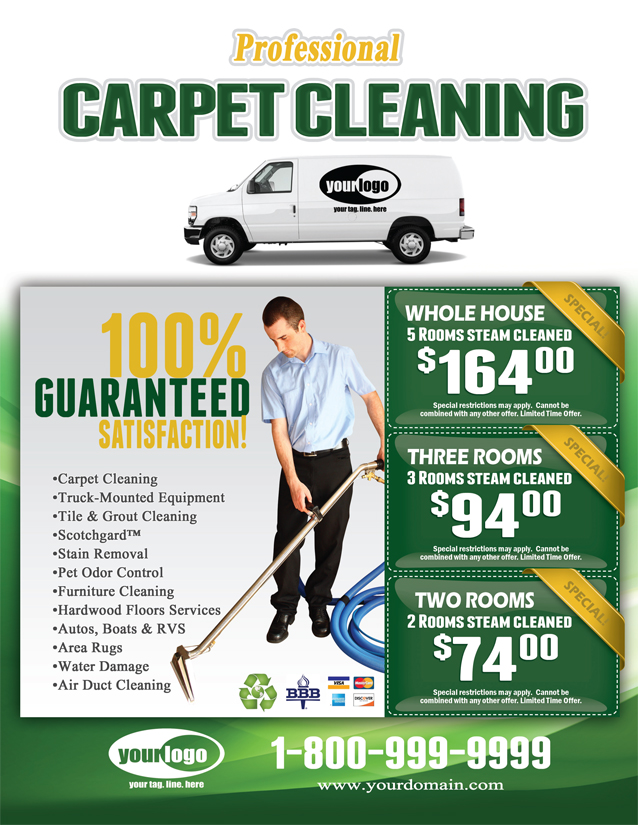 Carpet Cleaning Flyer (8.5 x 11) #CA01002 Front