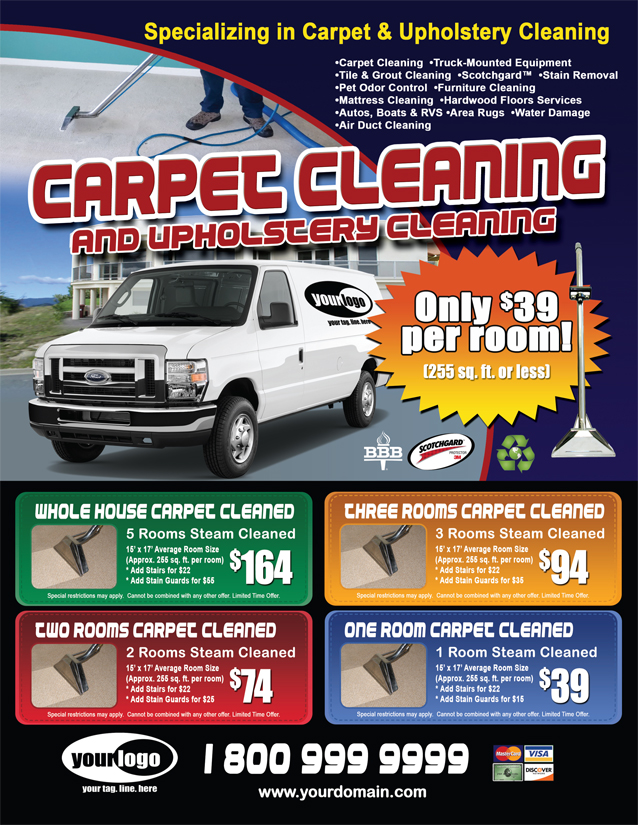 Carpet Cleaning Flyer (8.5 x 11) #CA01010 Front