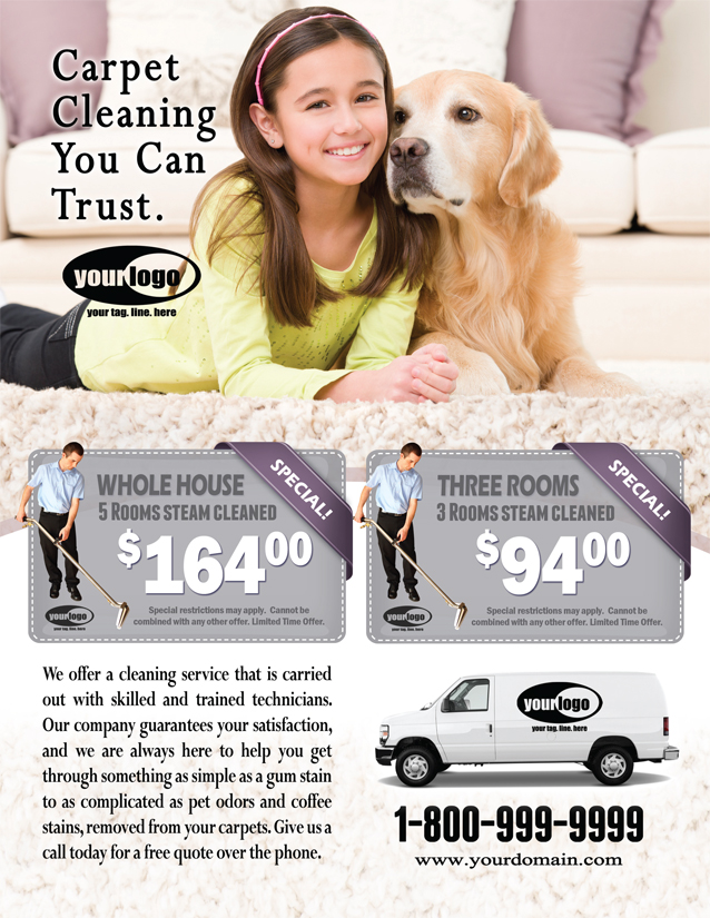 Carpet Cleaning Flyer (8.5 x 11) #CA01020 Front