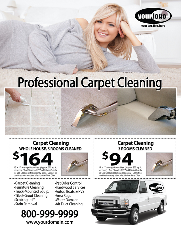 Carpet Cleaning Flyer (8.5 x 11) #CA01075 Front